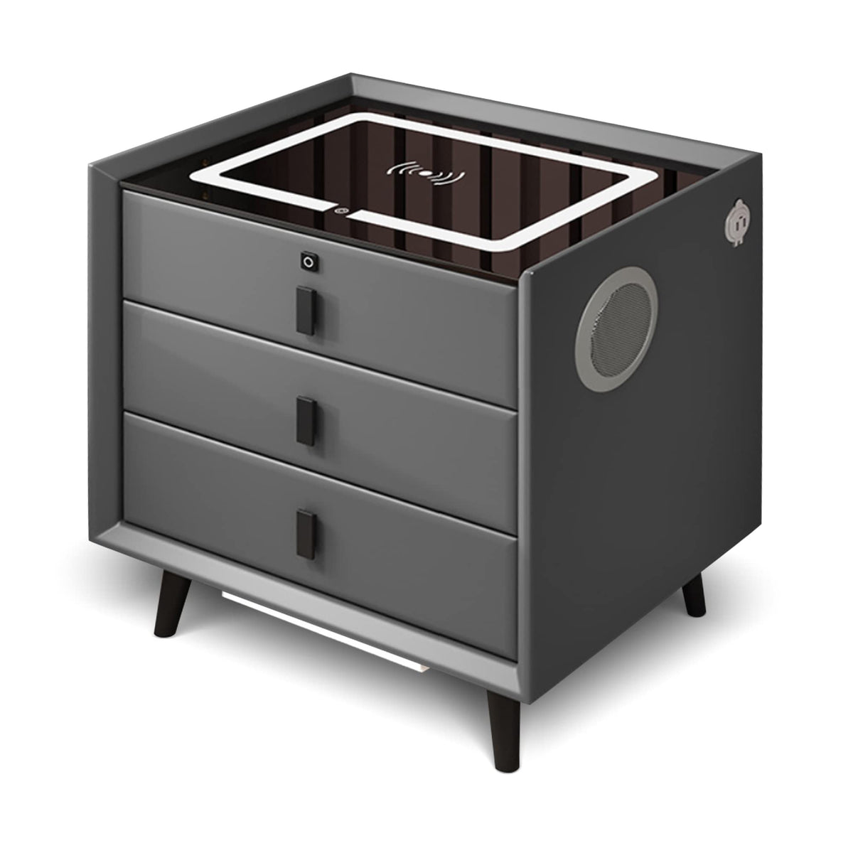Gray 3 Drawer Nightstand with Charging Station J20346