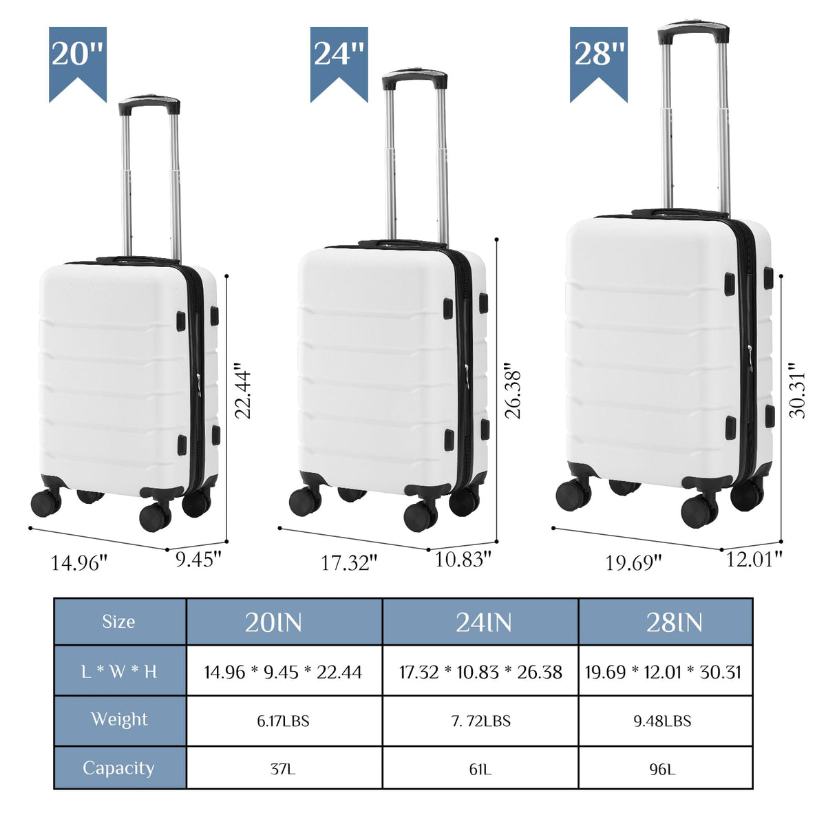 20 Inch Carry On Luggage with Spinner Wheels F13877