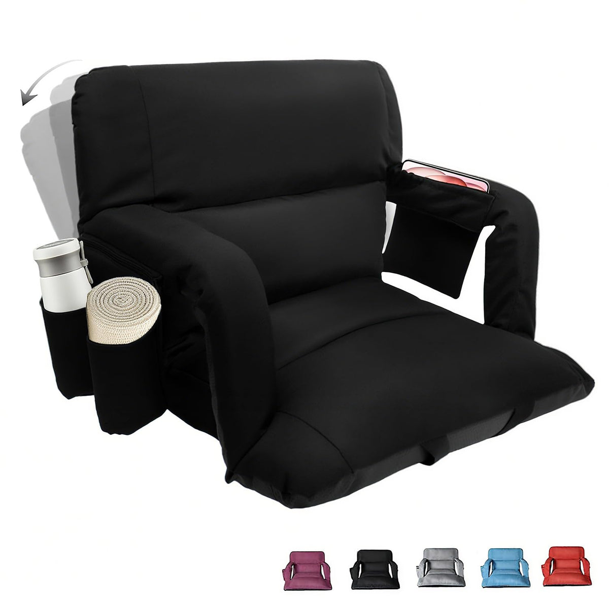 Black 25" Wide Stadium Seat with Back Support F46940