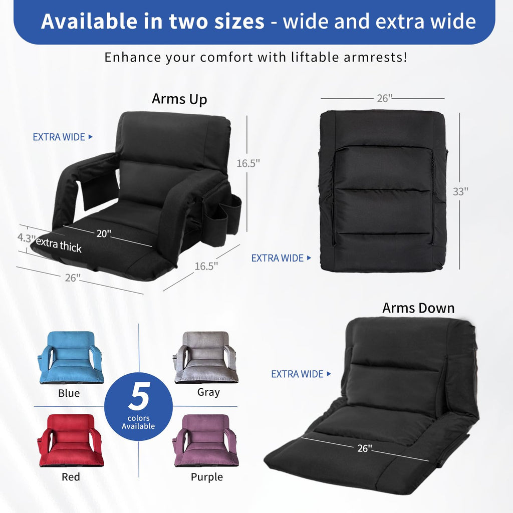 Black 25" Wide Stadium Seat with Back Support F46940