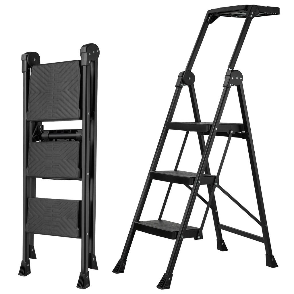 3 Step Steel Stool with Handrail & Tool Tray L6493