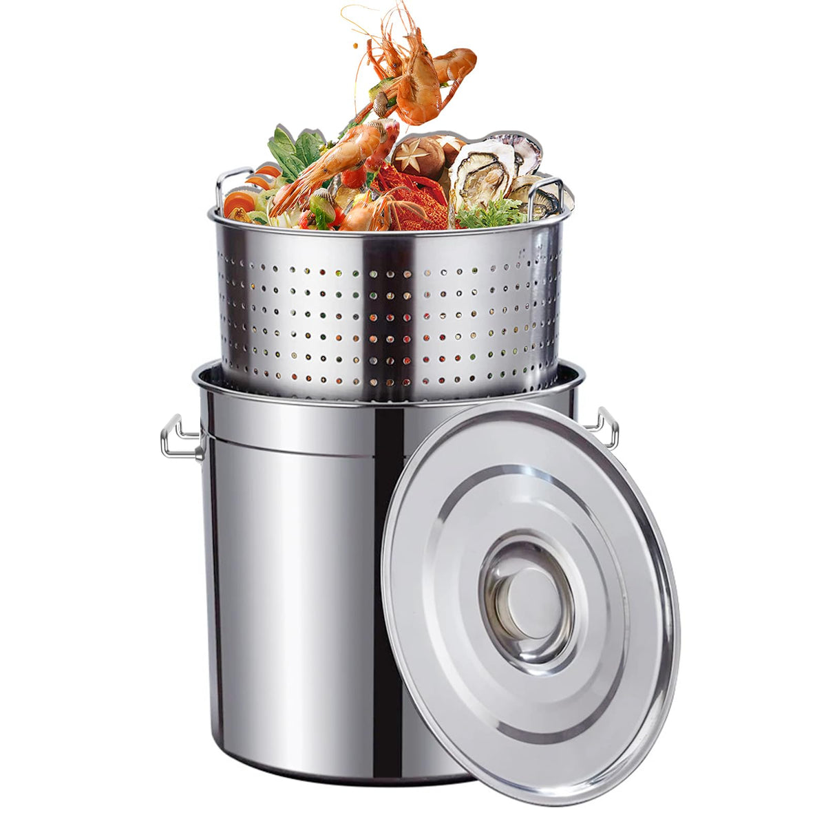 40-Quart Stainless Steel Seafood Boil Pot with Strainer T891