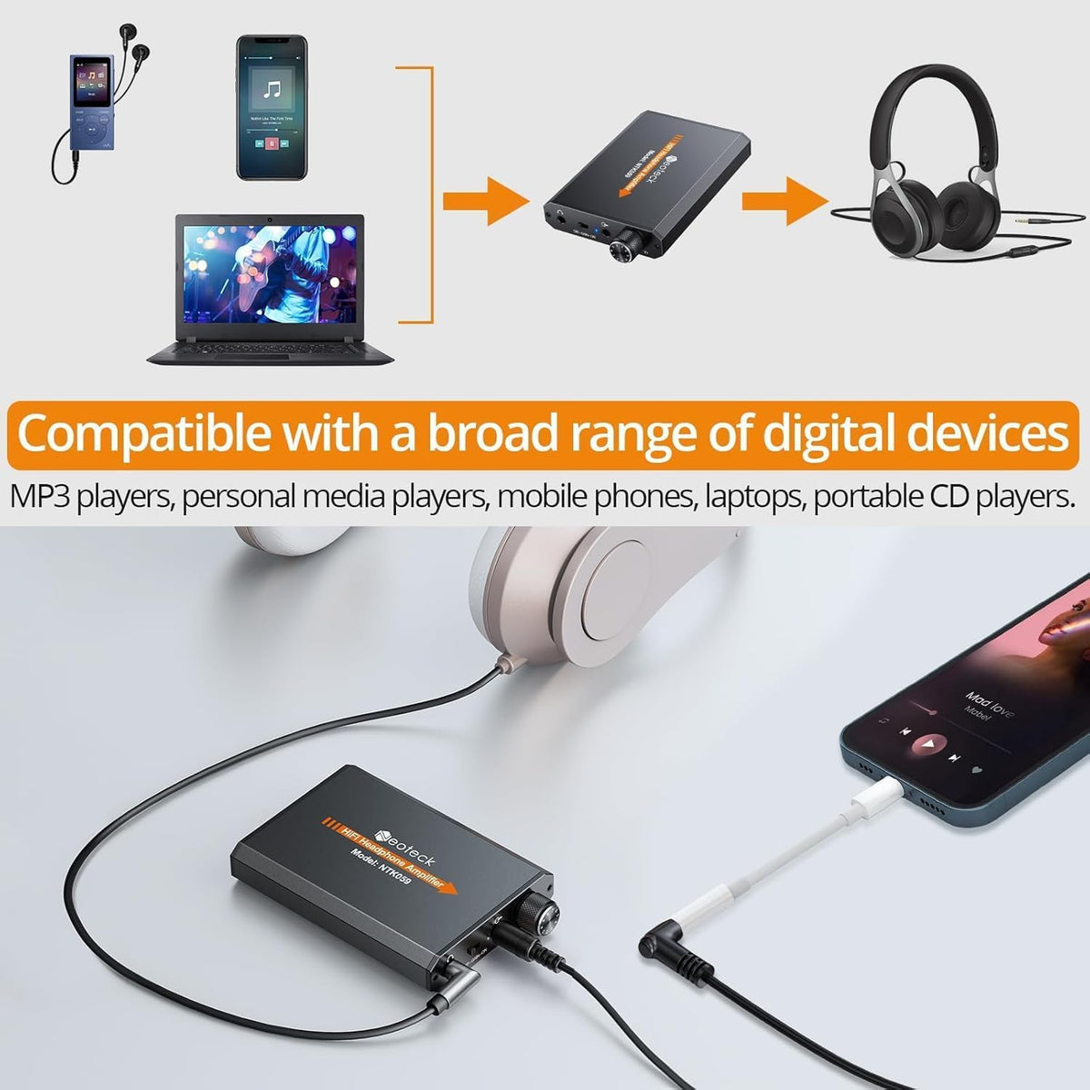 16-300 Ohm Portable Headphone Amplifier A128