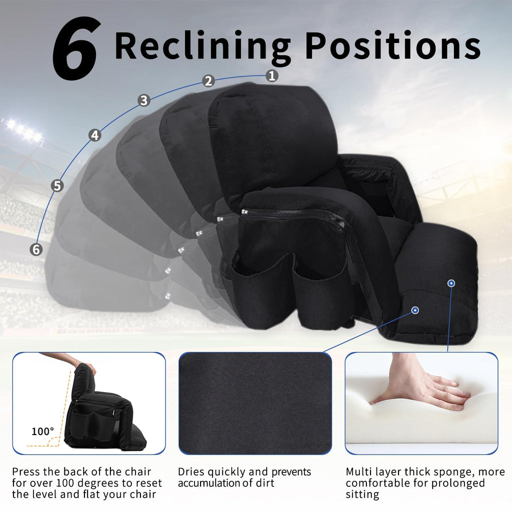 Black 25" Wide Stadium Seat with Back Support F46940