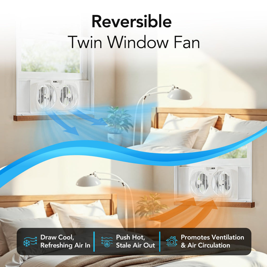 Reversible Twin Window Fan with 3-Speeds Y443037