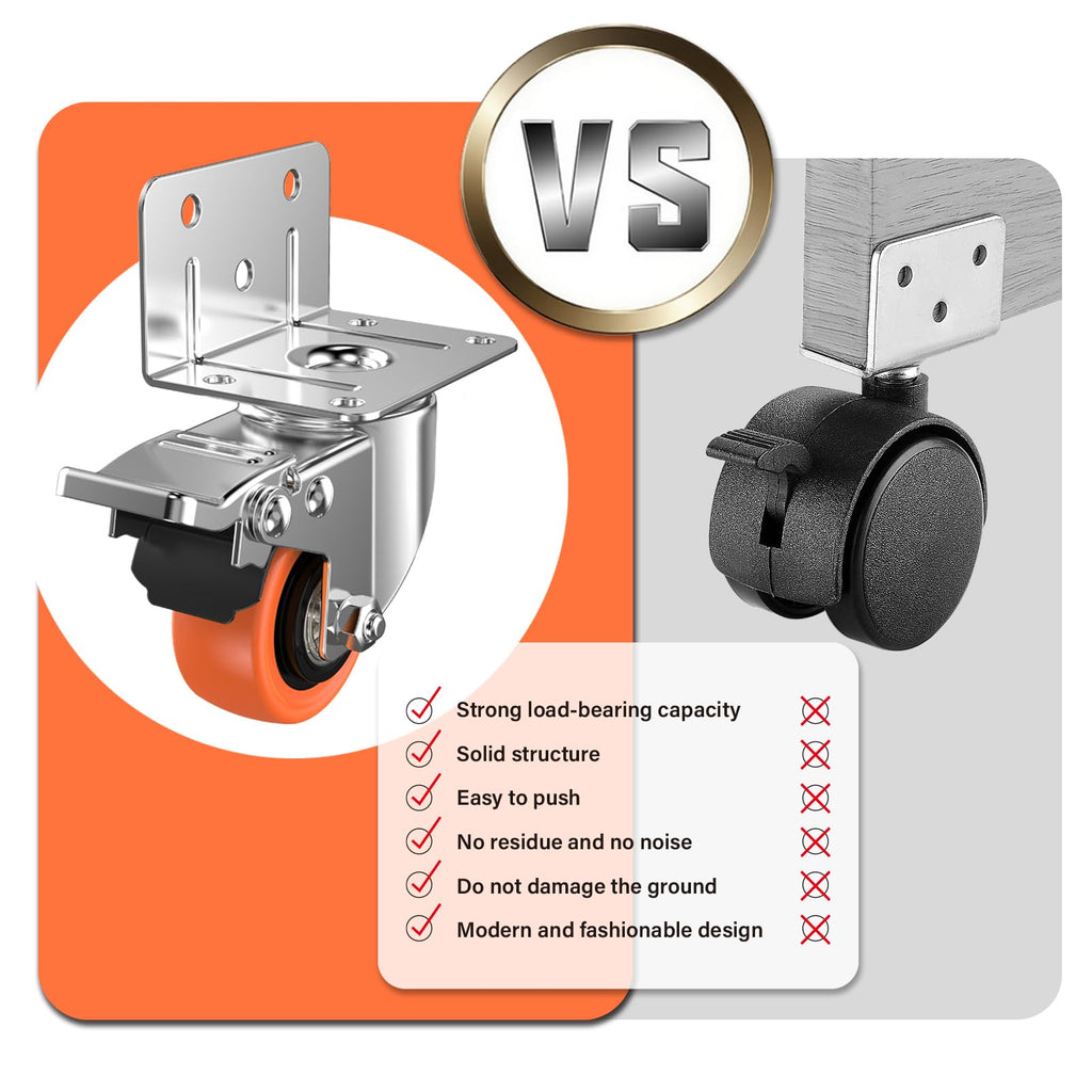 2" L-Shaped Swivel Caster Wheels Set of 4 Q6406