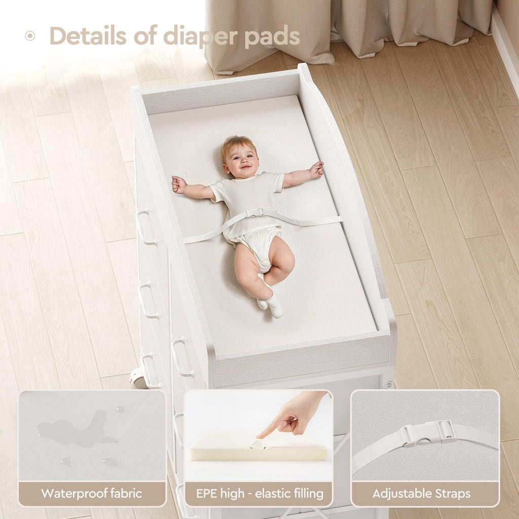 White 6 Drawer Changing Table Dresser H65731