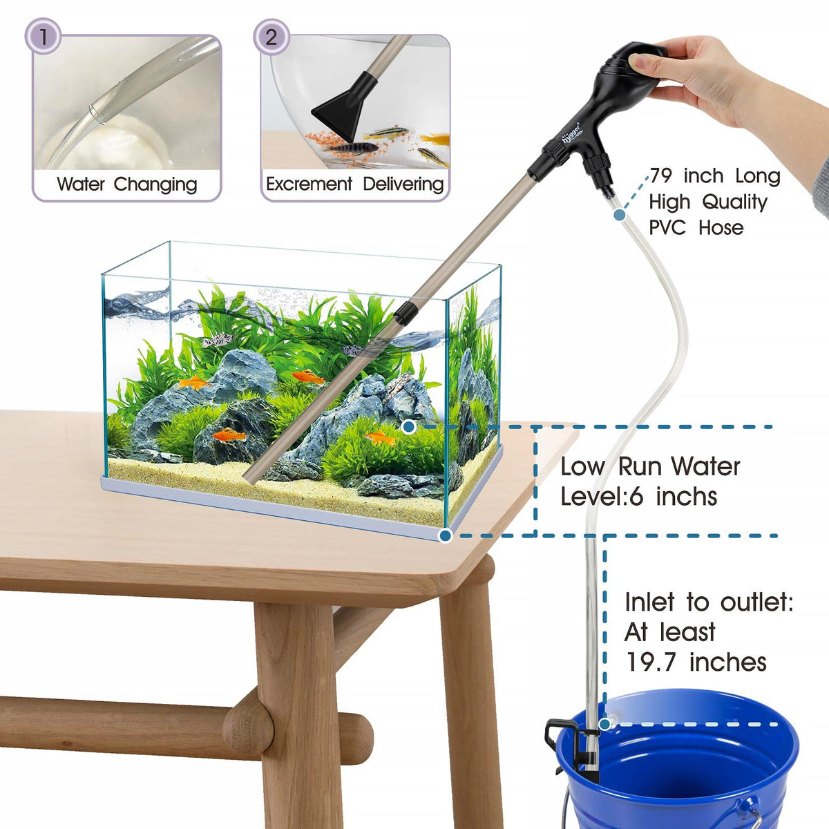 Small Manual Aquarium Gravel Cleaner with Suction Ball Z432772