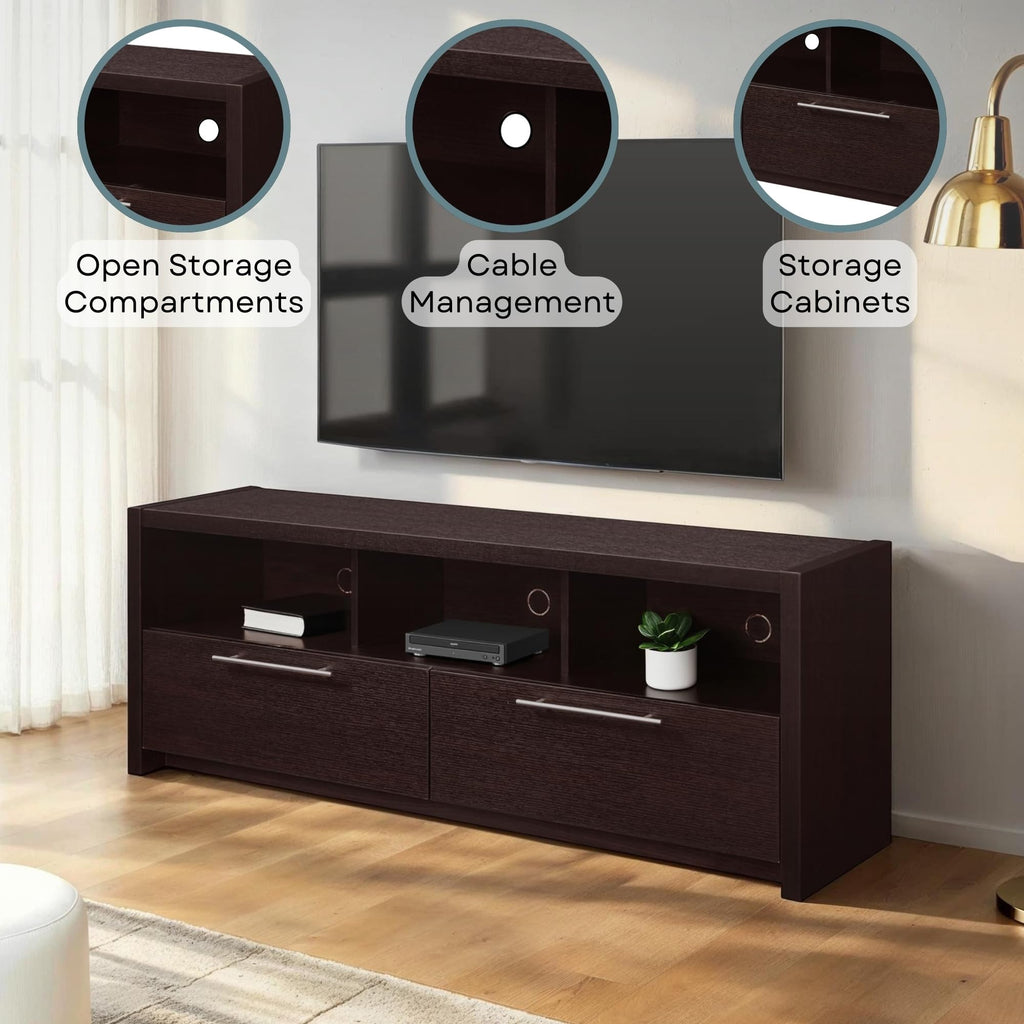 Espresso TV Stand with Storage Cabinets & Shelves B3989