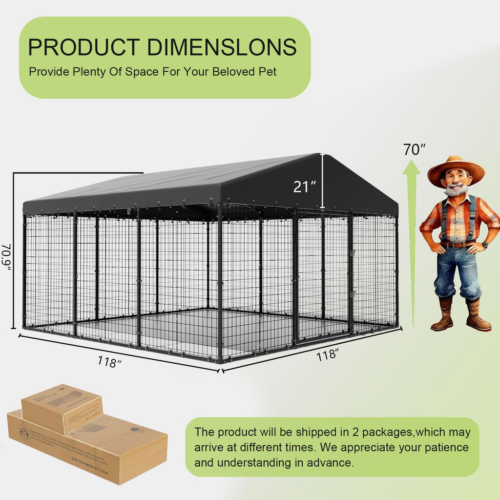10 x 10 x 6 FT Outdoor Dog Kennel A9335