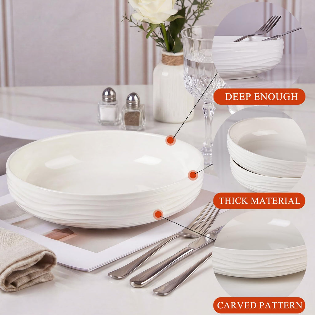 White Pasta Bowls Set of 4 U858
