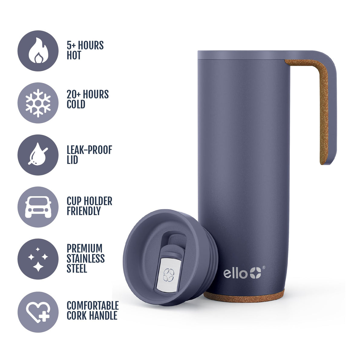 18oz Insulated Stainless Steel Travel Mug with Handle O81522