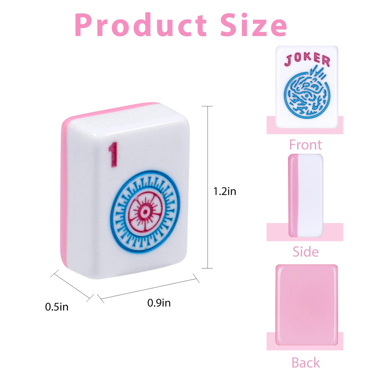 American Mahjong Set with Light Blue Carrying Bag, 166 Pink Engraved Melamine Tiles, 4 Transparent Racks with Pushers P32241