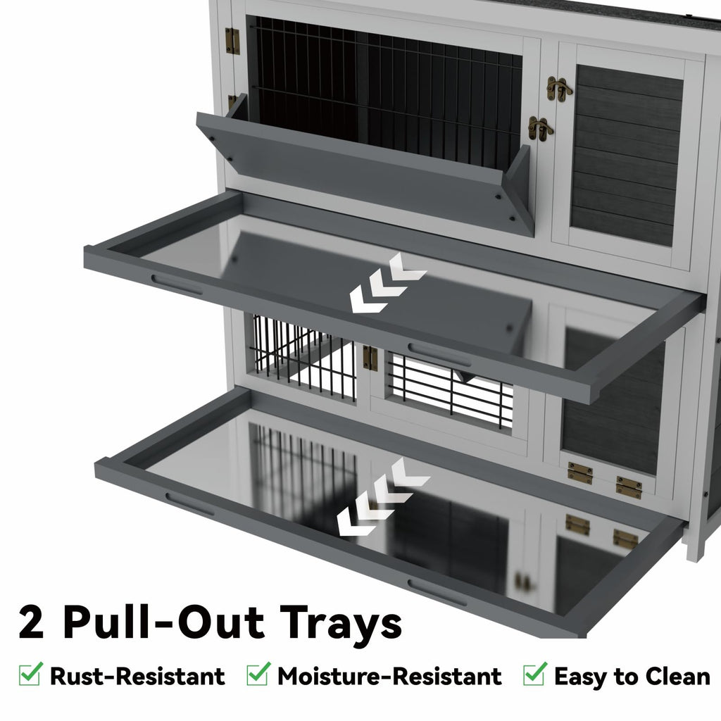 Large 2-Story Rabbit Hutch with Hay Feeder T689
