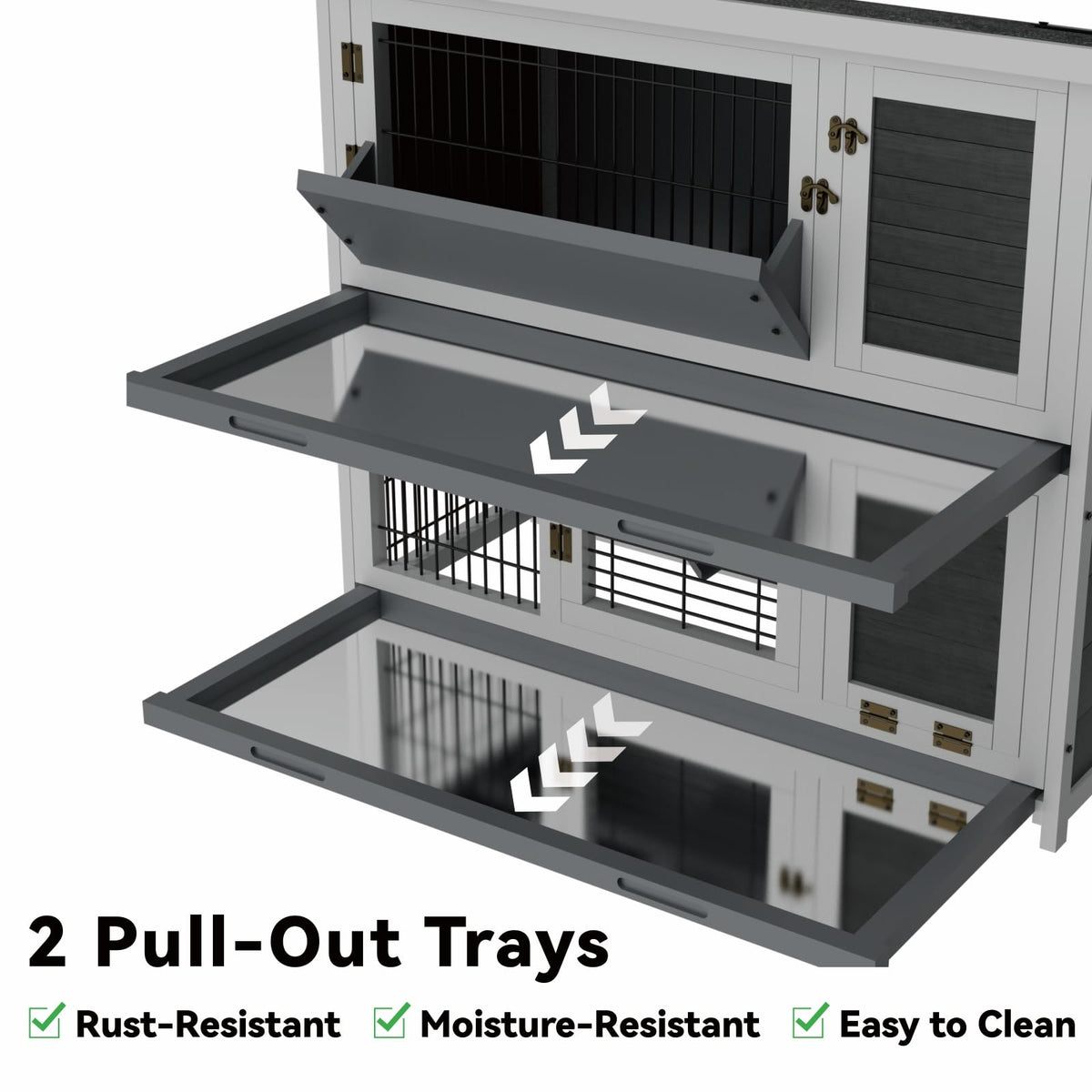 Large 2-Story Rabbit Hutch with Hay Feeder T689