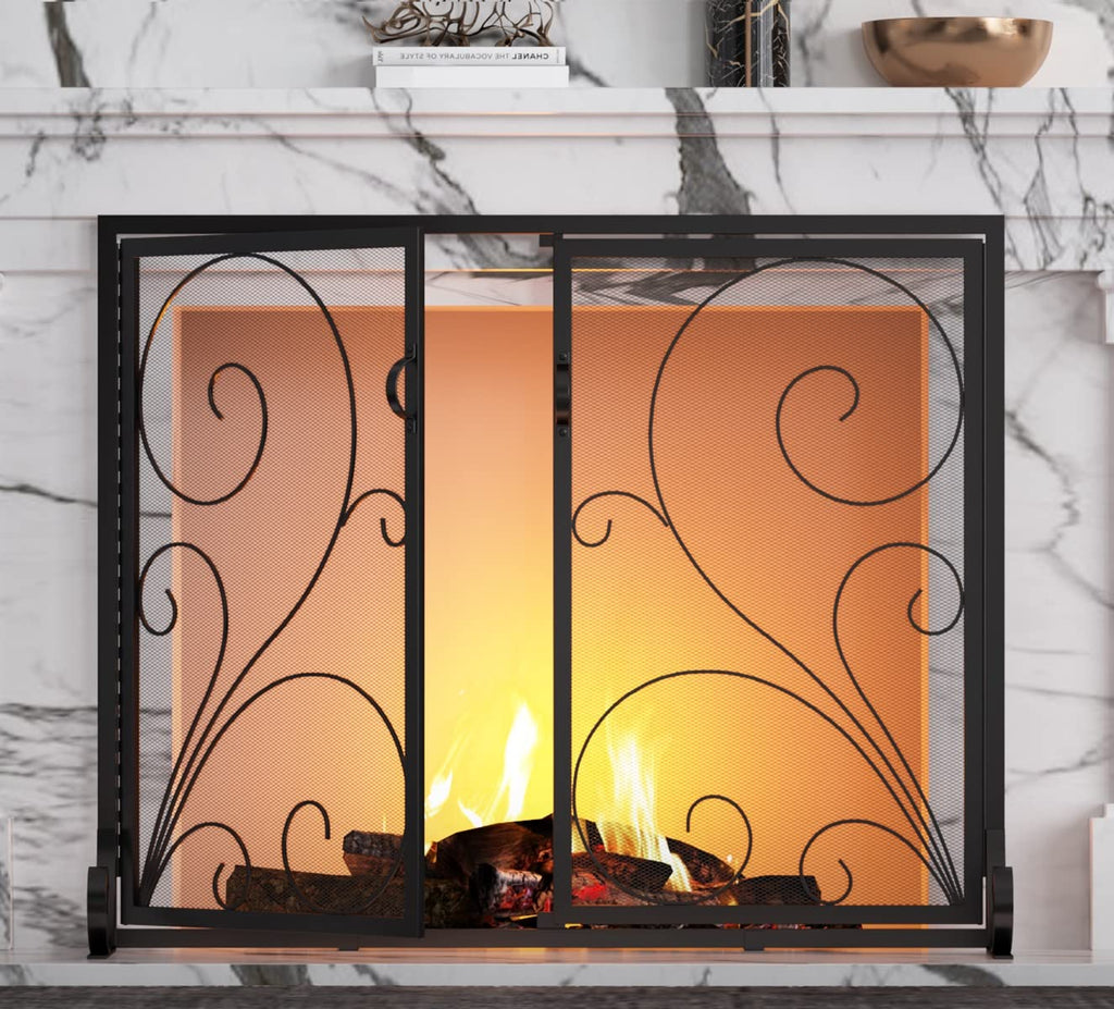 Fireplace Screen Steel Mesh Spark Guard 35" L x 28" H A9088