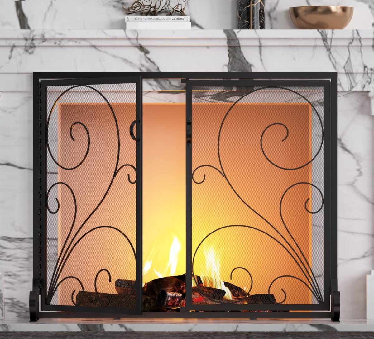Fireplace Screen Steel Mesh Spark Guard 35" L x 28" H A9088