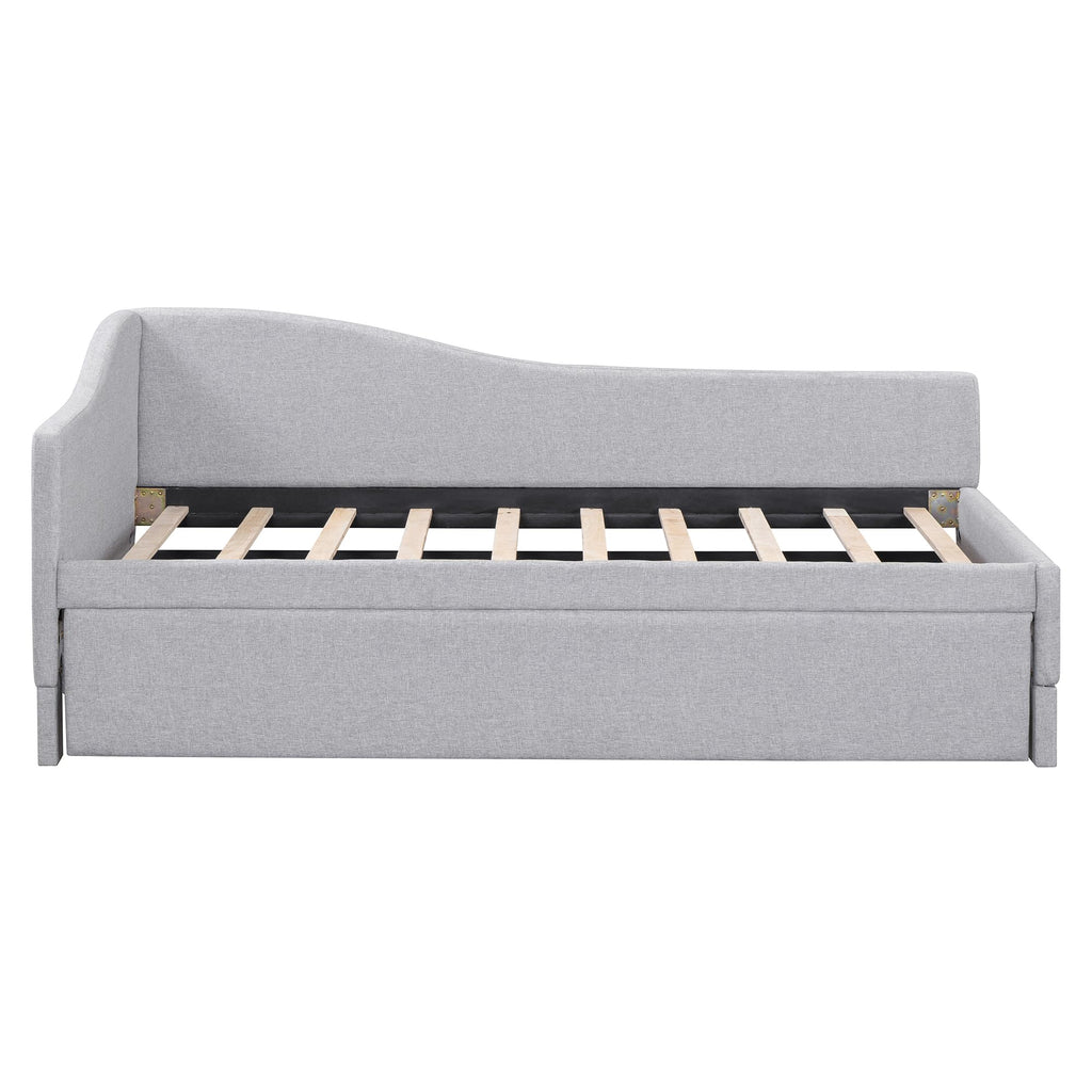 Twin Size Linen Upholstered Daybed with Pop up Trundle M206668