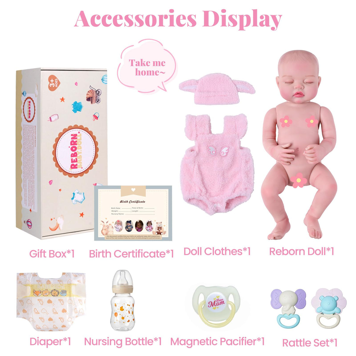 20 Inch Reborn Baby Dolls Girl with Accessories Q7097