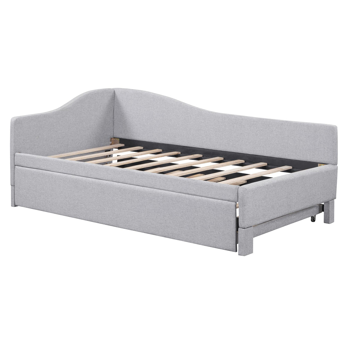 Twin Size Linen Upholstered Daybed with Pop up Trundle M206668