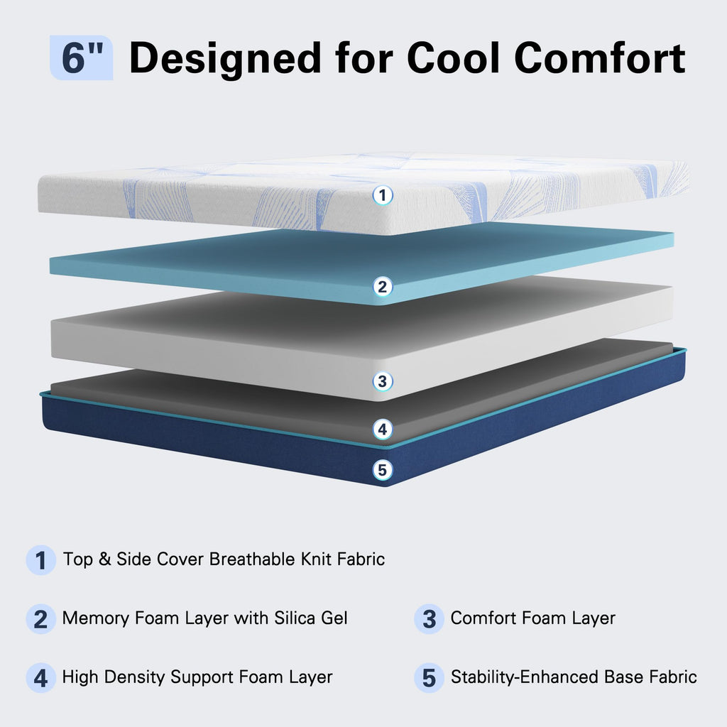 6 Inch Gel Memory Foam Twin Size Mattress T851