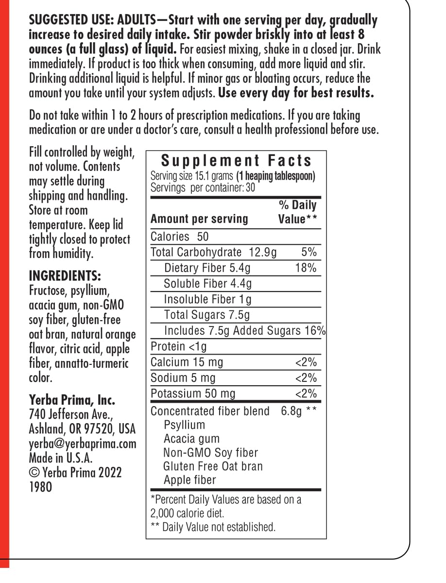 Orange Daily Fiber Formula 1 pound Gluten Free V884