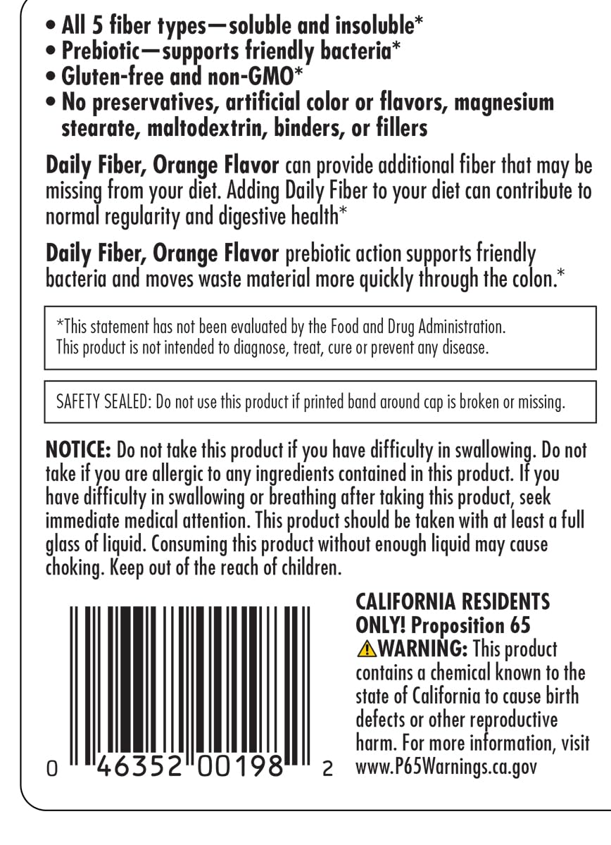 Orange Daily Fiber Formula 1 pound Gluten Free V884