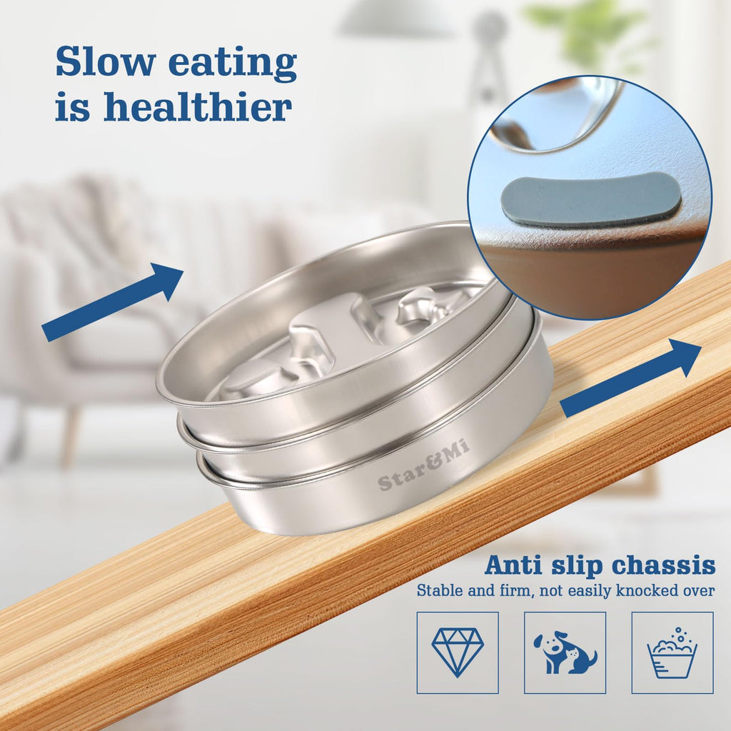 Stainless Steel Non-Slip Slow Feeder Dog Bowl D247108