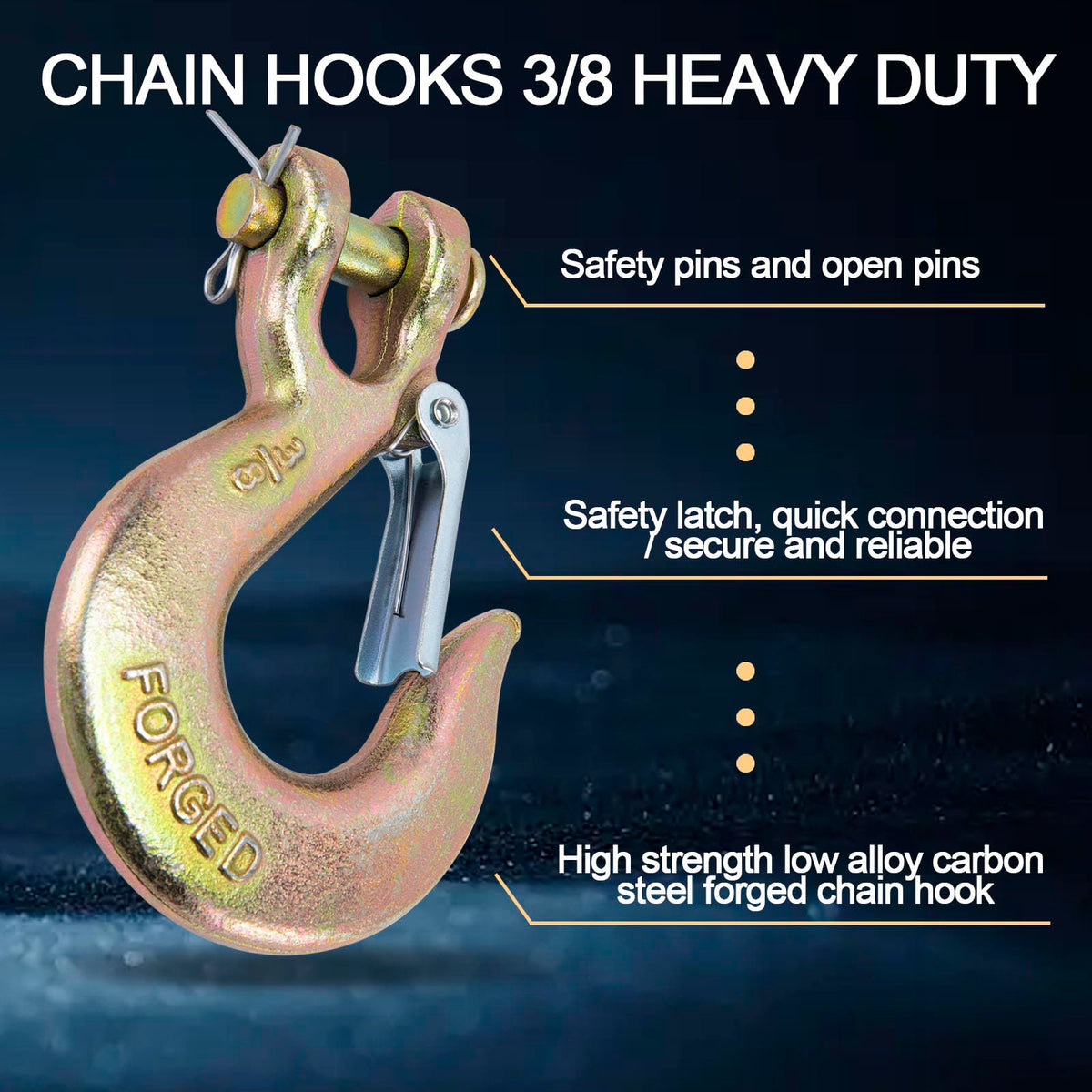 3/8 Chain Hooks with Safety Latch, 10 Pack K6091