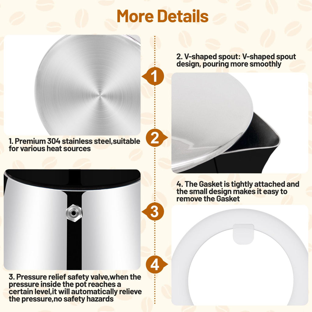 12 Cup Thickened 304 Stainless Steel Moka Pot N72878