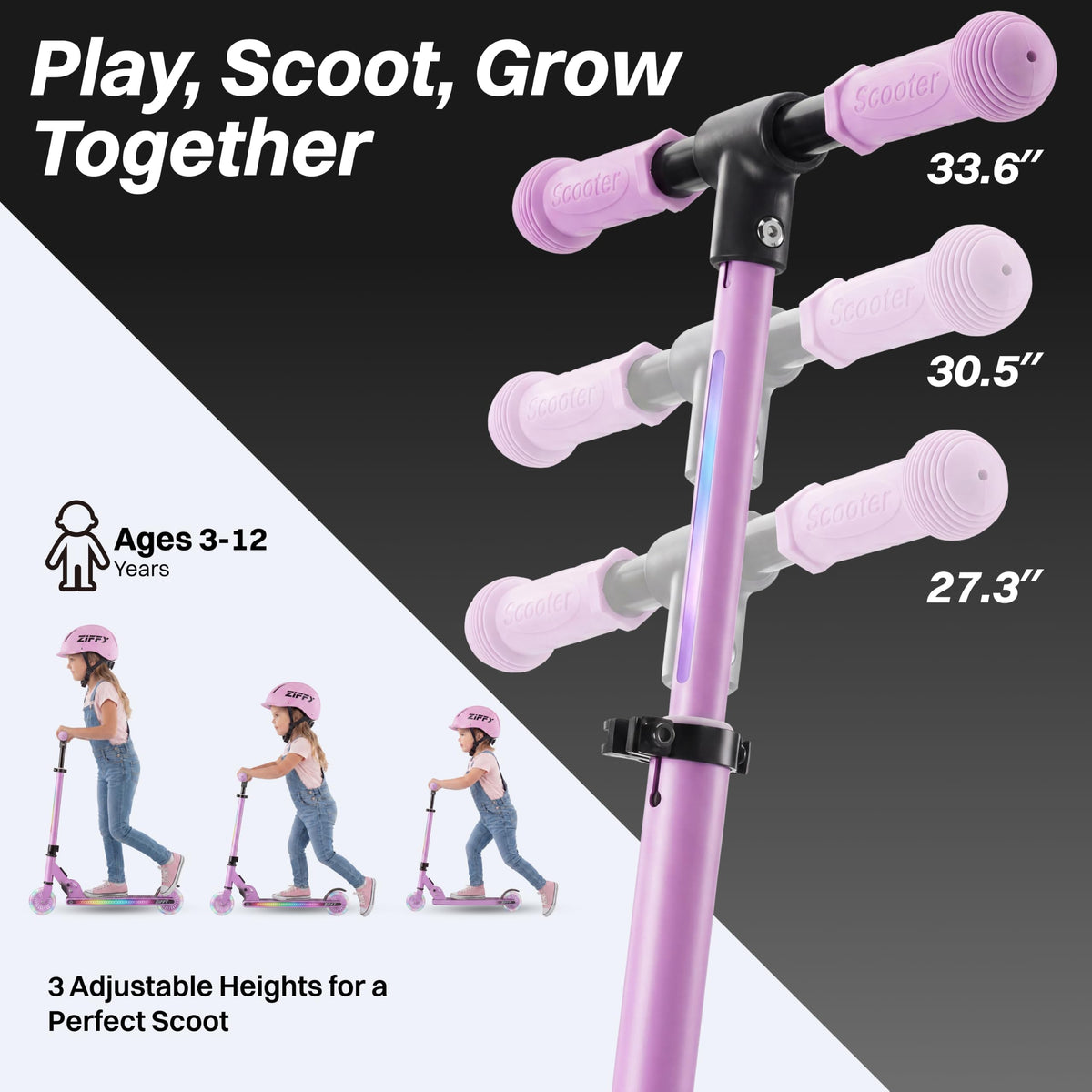 Light Up 2 Wheel Foldable Kids Kick Scooter with Adjustable Height C8322