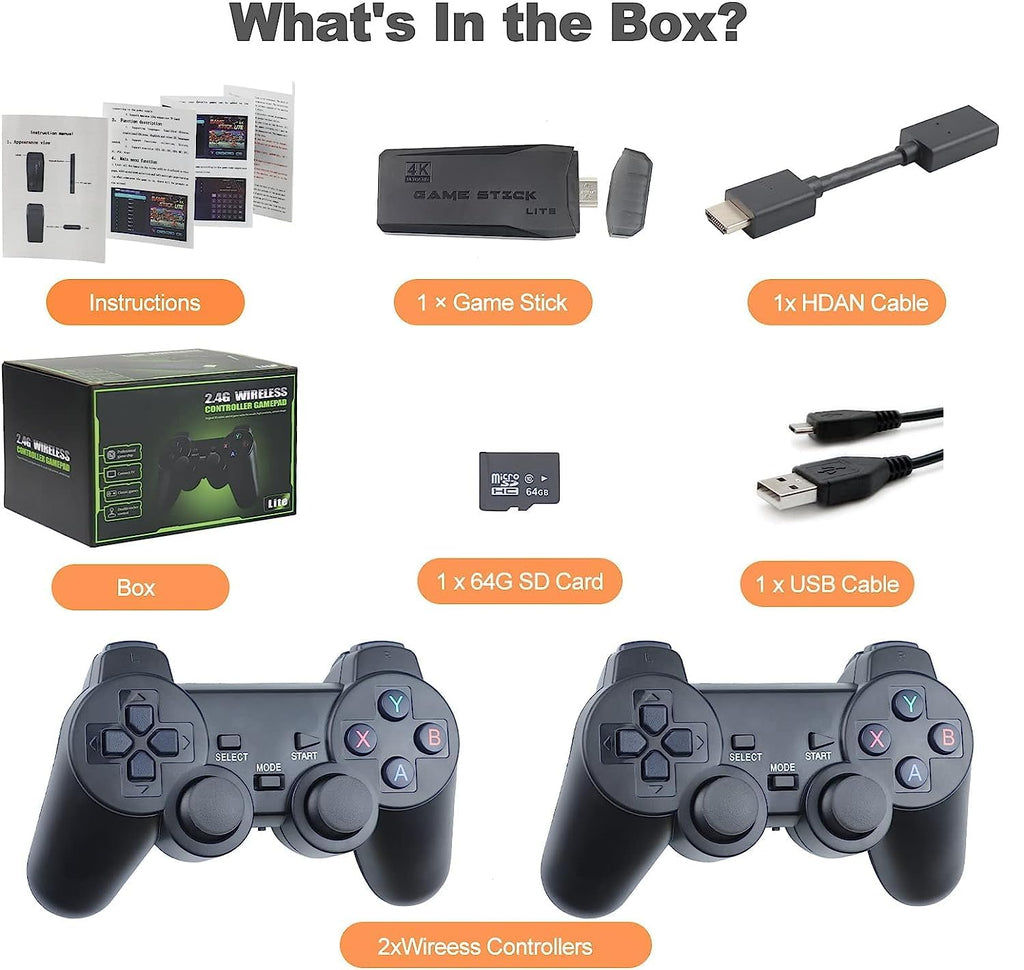 Retro Game Console Plug and Play 4K HDMI 15 Classic Emulators Dual 2.4G Wireless Controllers G41244