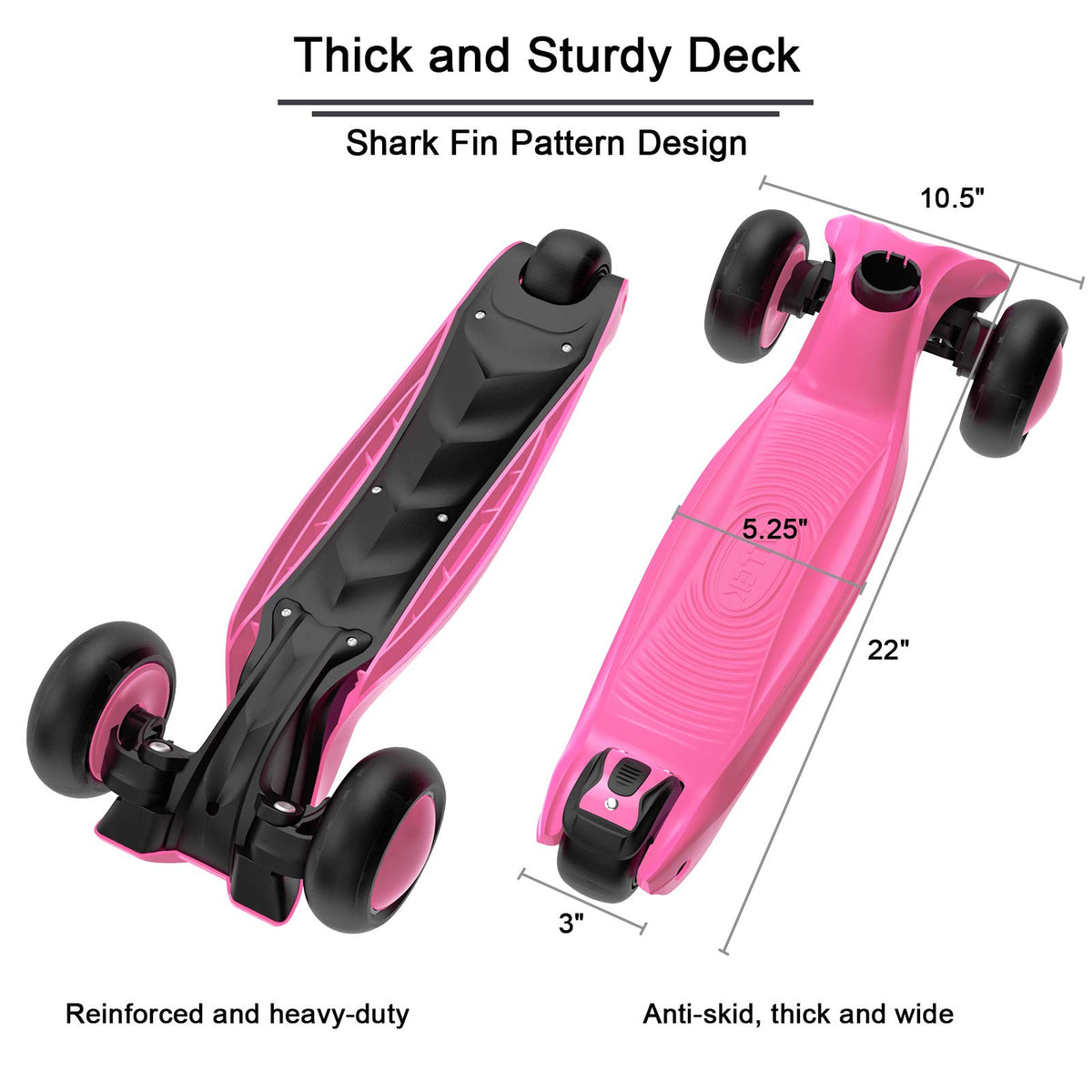 Kick Scooter 3-Wheeled Push Scooter with Light-Up Wheels X604212