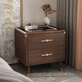 Solid Wood Nightstand with Wireless Charging Station and 2 Drawer Storage O8380