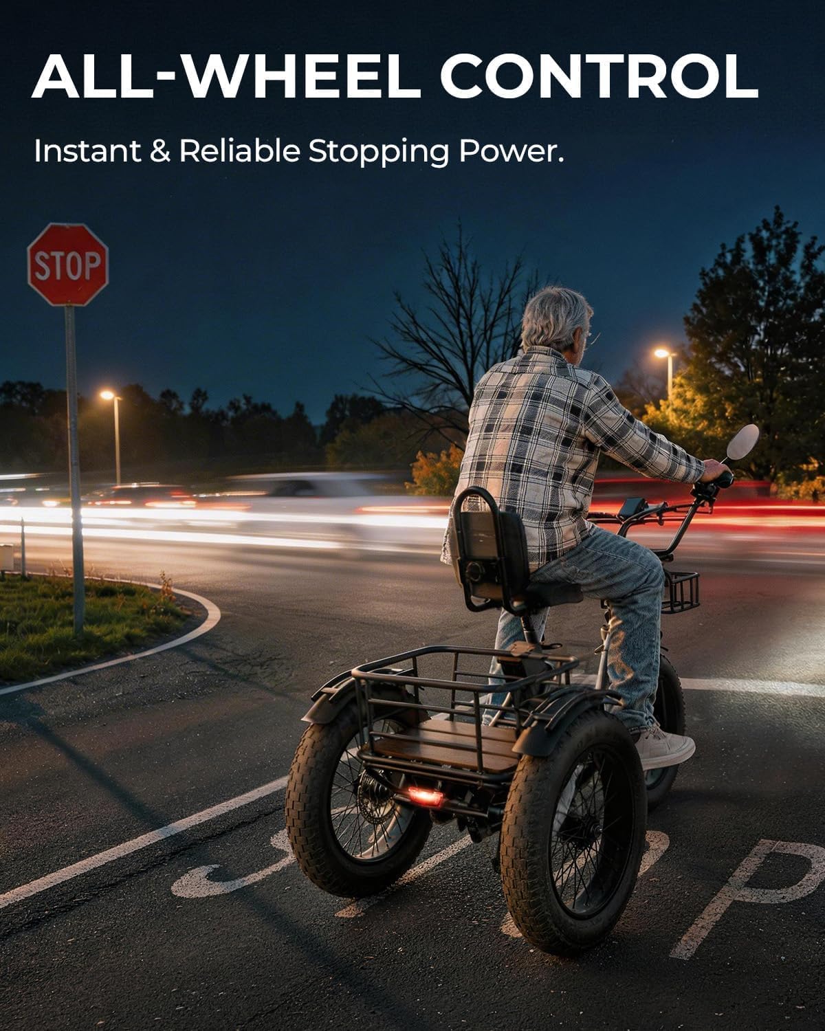 750W Folding Fat Tire Electric Tricycle with Basket K17642