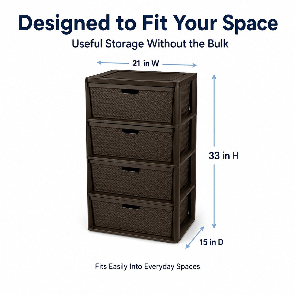 4 Drawer Brown Plastic Storage Tower V3611
