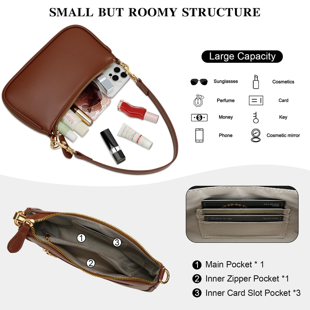 Small Black Purse with Zipper Closure D678