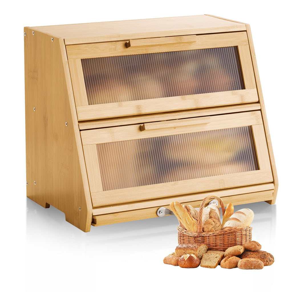 Large Capacity Bamboo Bread Box X439596