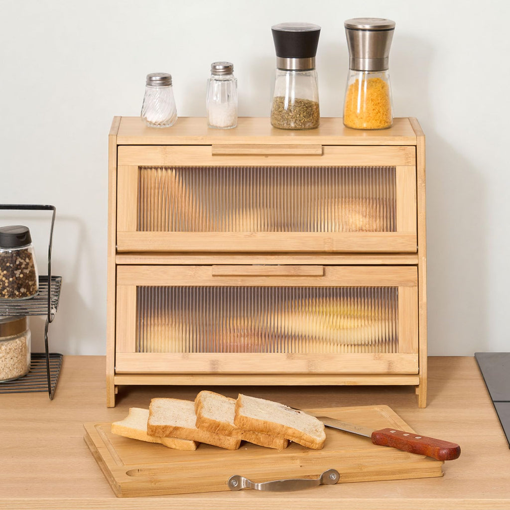 Large Capacity Bamboo Bread Box X439596