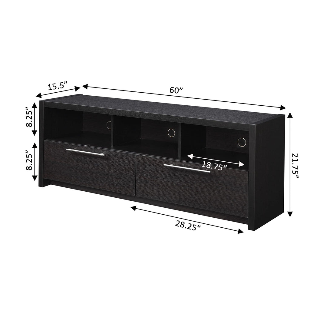 Espresso TV Stand with Storage Cabinets & Shelves B3989