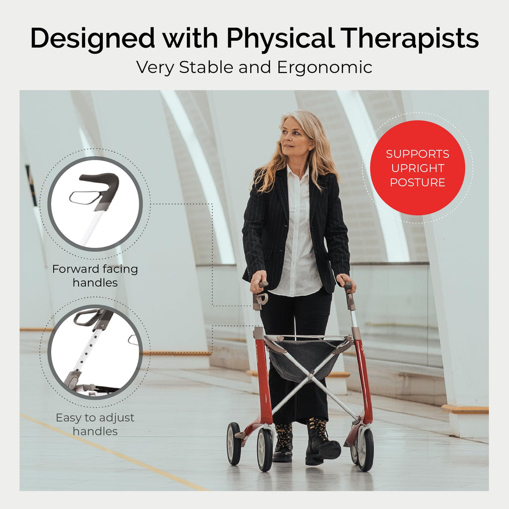 Carbon Ultralight Rollator Walker, 10.6 lbs, Oyster White, Compact H572