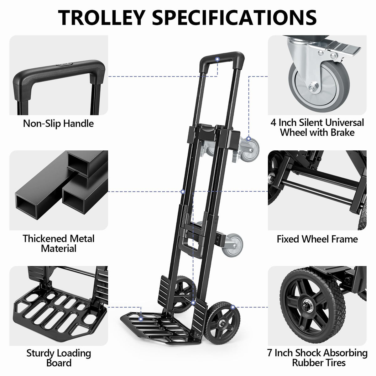3-in-1 Convertible Dolly Cart 600LB Hand Truck with 6 Wheels O35230