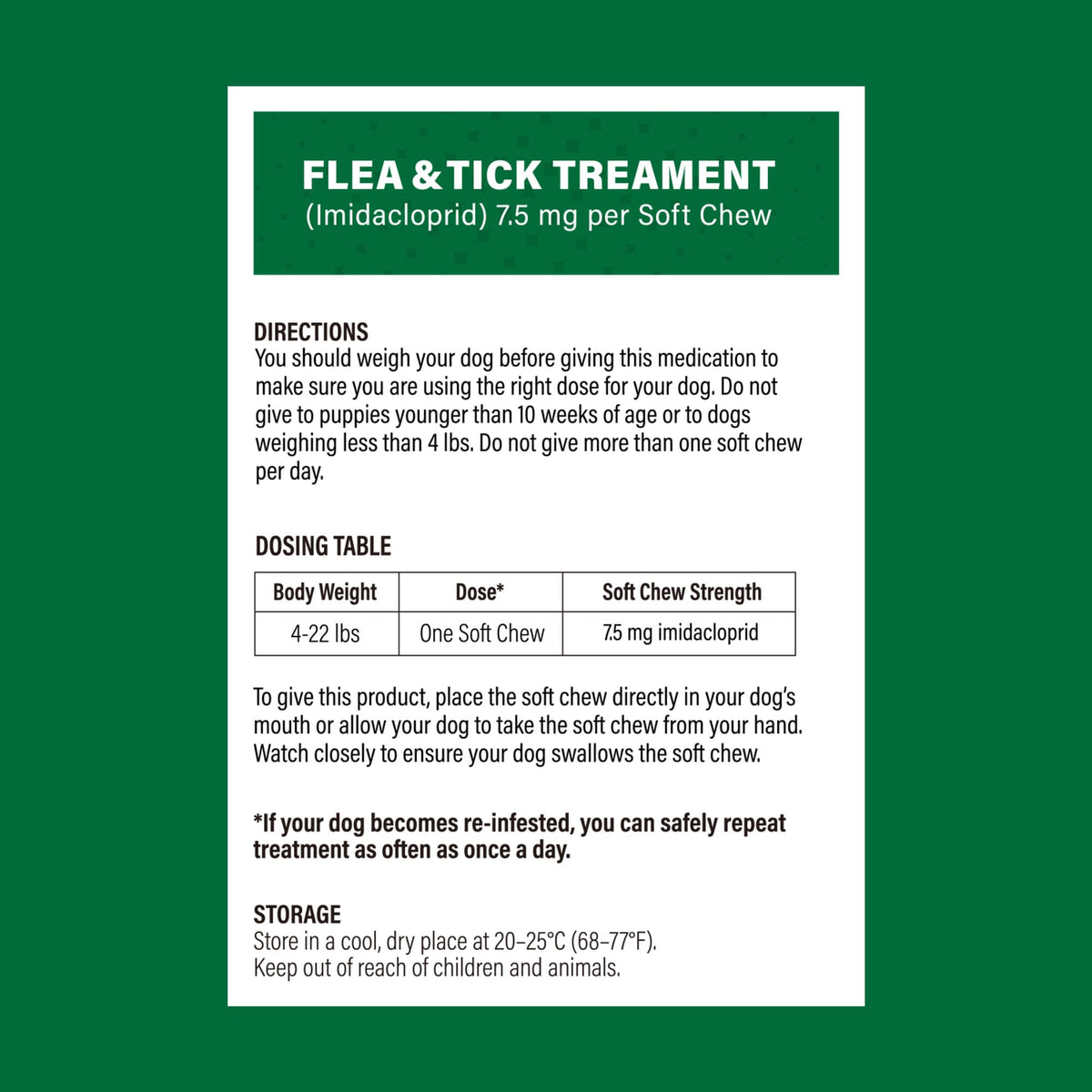 Flea and Tick Chews for Dogs 7.5 mg Soft Chews 30 Count Z356
