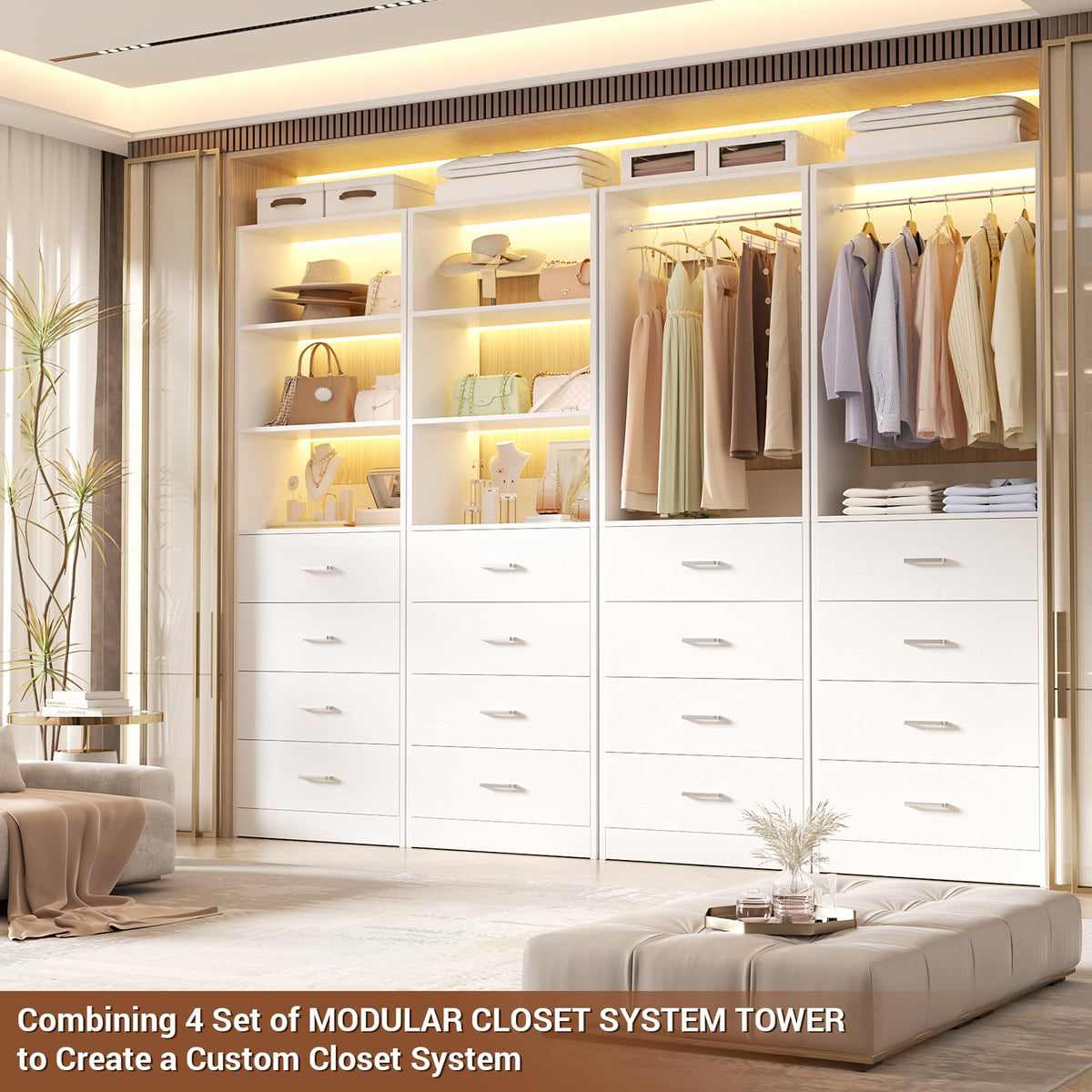 Wood Closet Organizer with 4 Drawers F49096