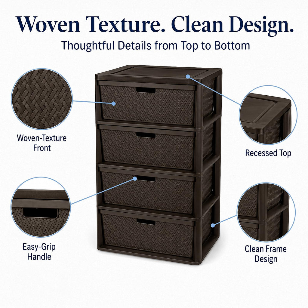 4 Drawer Brown Plastic Storage Tower V3611