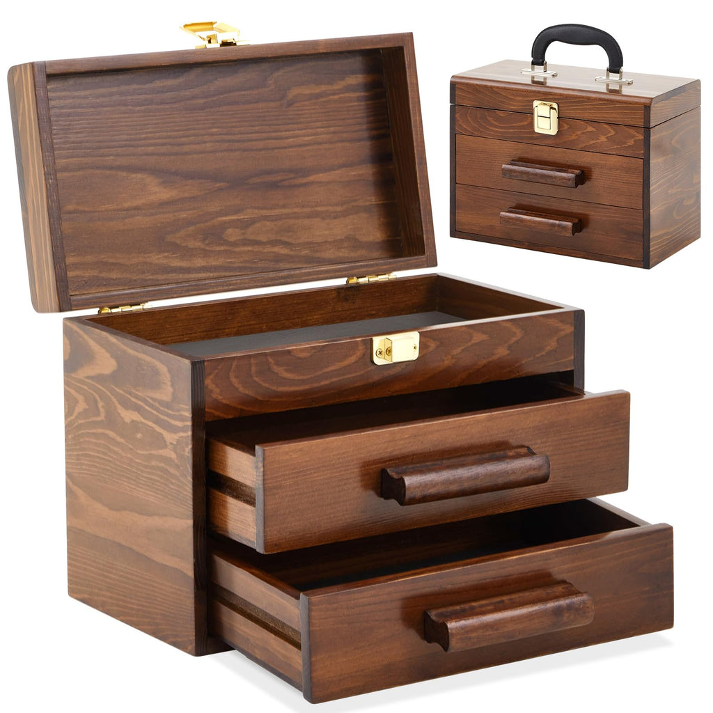 11 Inch Wooden Tool Box with 2 Drawers G1168