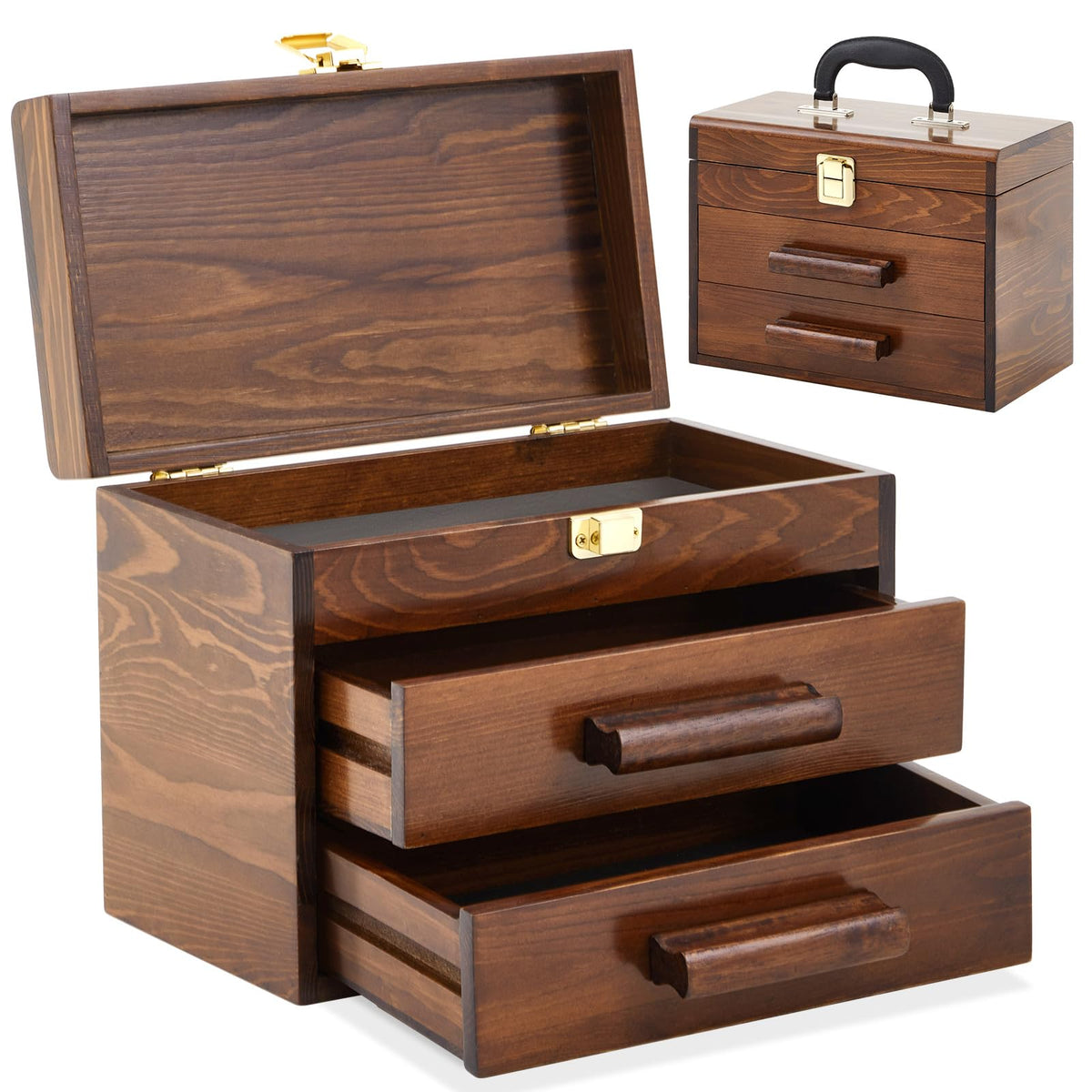 11 Inch Wooden Tool Box with 2 Drawers G1168