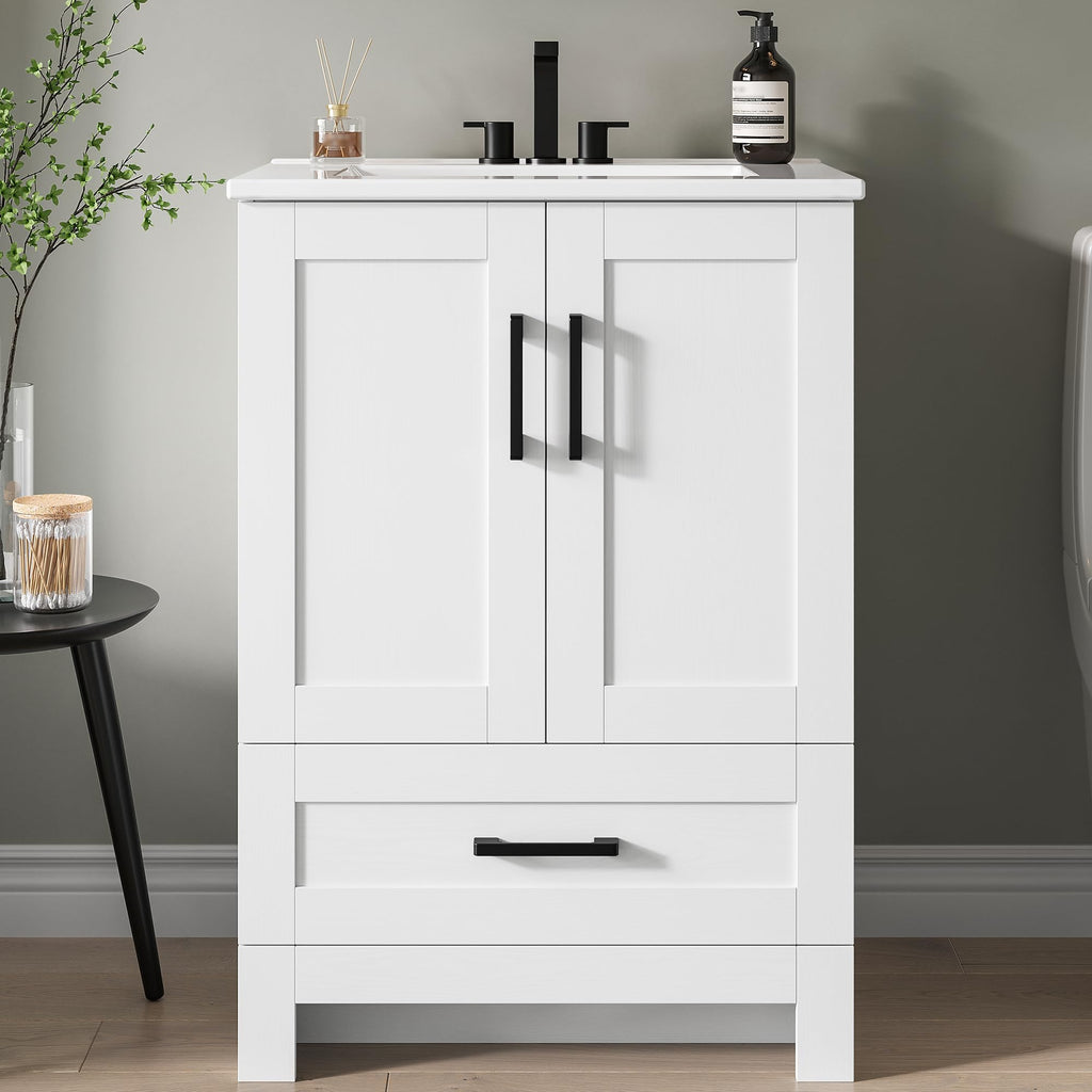 24" White Bathroom Vanity with Sink Q2726