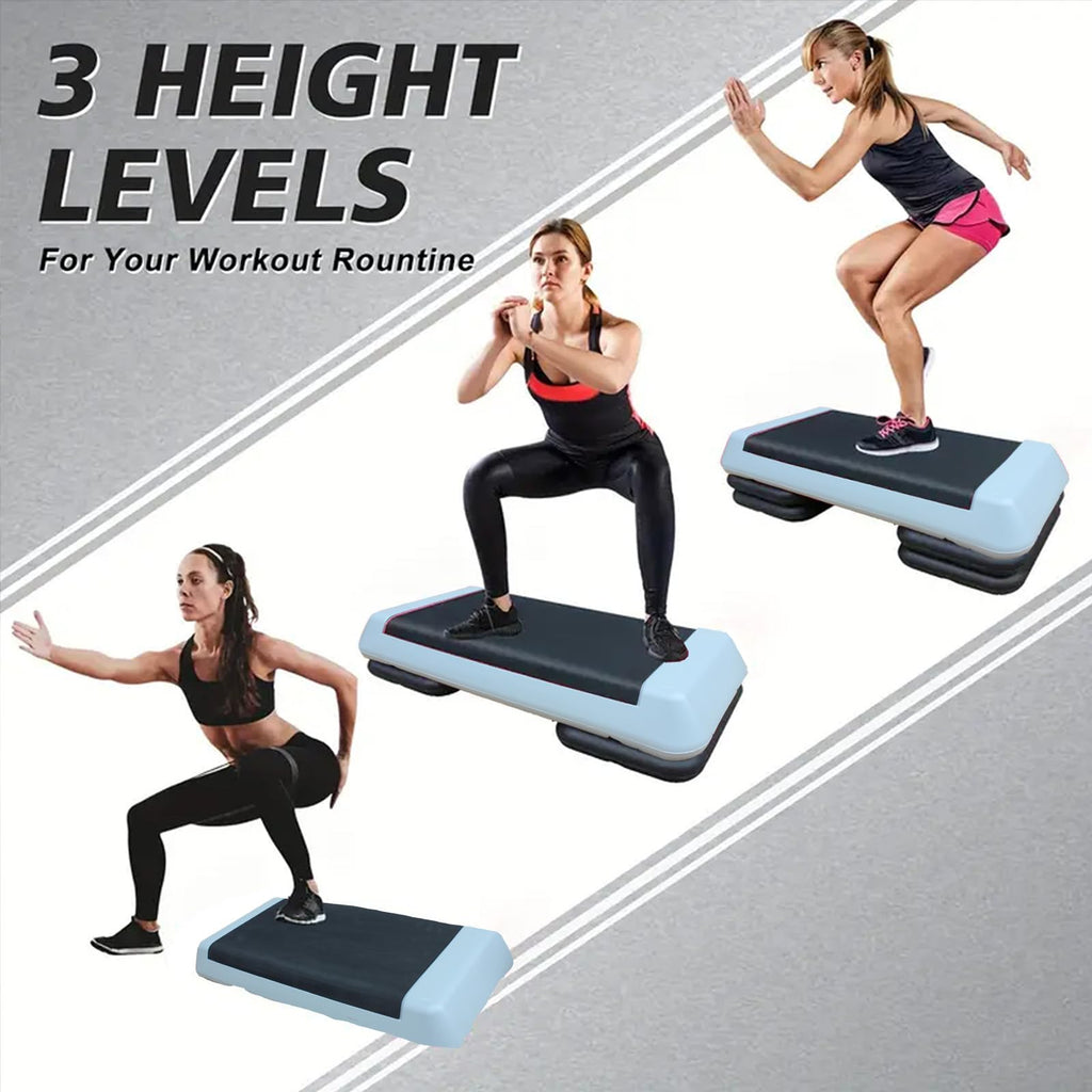 Adjustable Aerobic Exercise Step Platform with 2/4 Stackable Risers J884