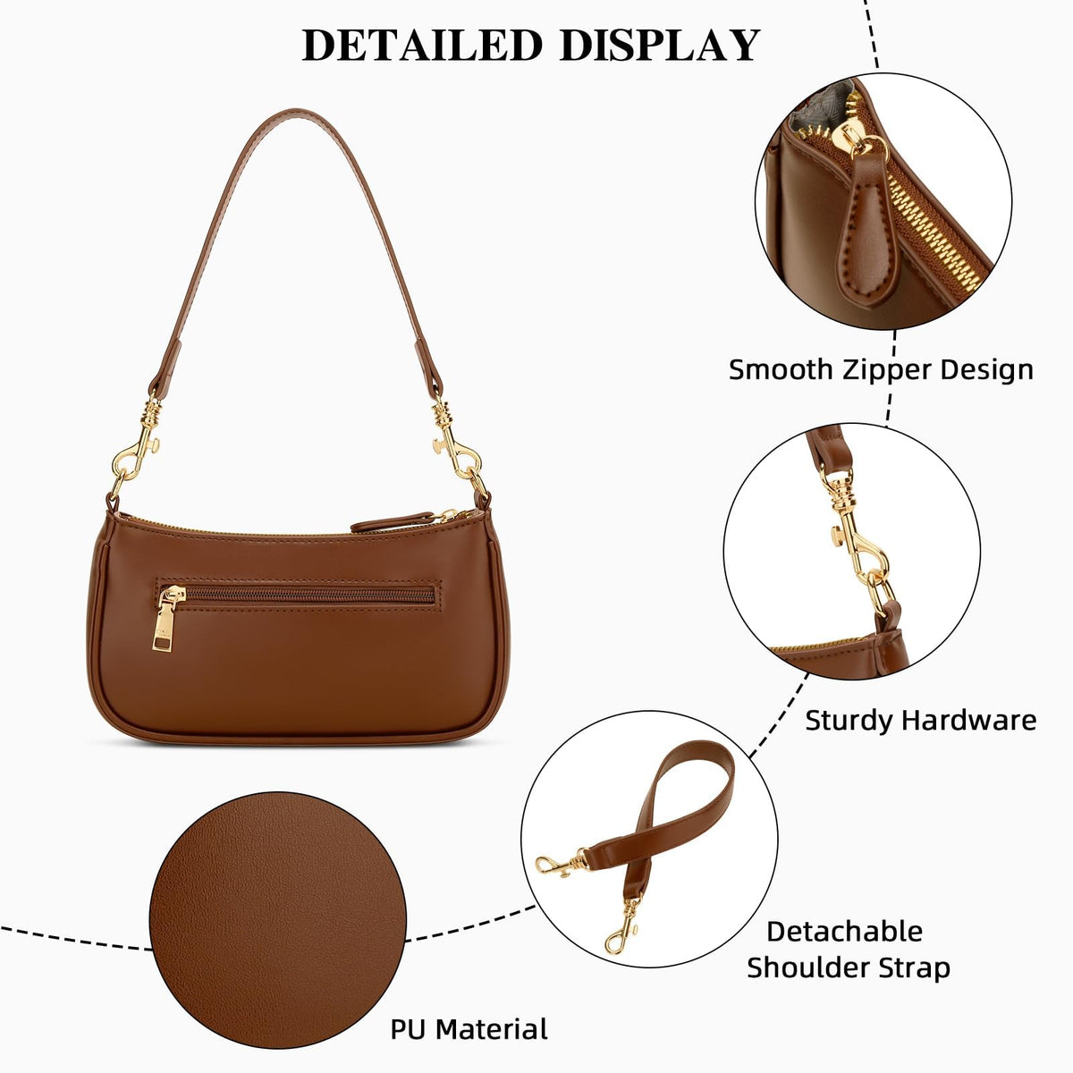 Small Black Purse with Zipper Closure D678